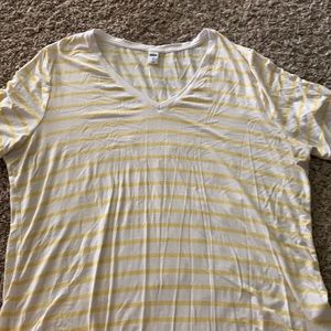Yellow and White Stripped V-Neck